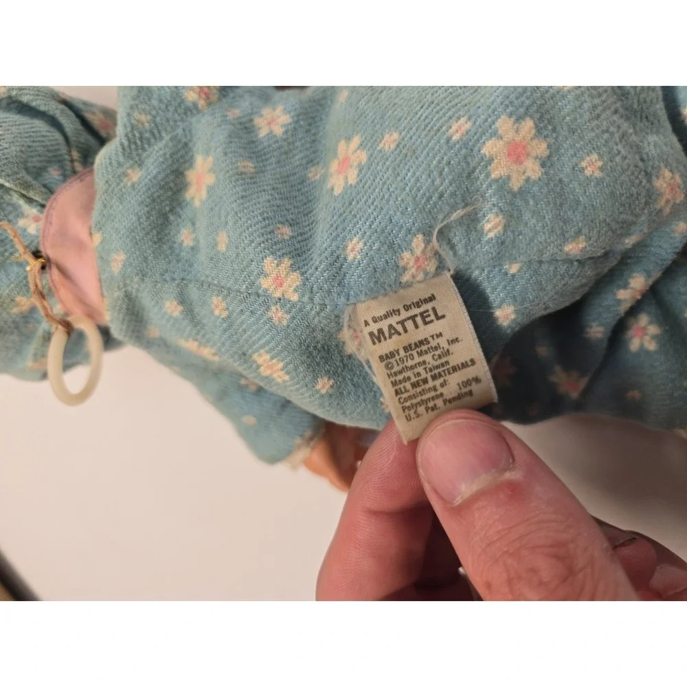 1970 Mattel Talking Baby Bean Doll She Works Vinyl Head Soft Body Filled Beans